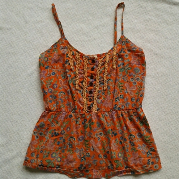 Deja Vu Tank Top Floral Lace Cotton - Picture 1 of 6